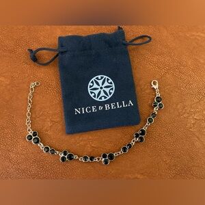 Nice & Bella Black & Silver Metal Ladies Fashion  Bracelet New In Pouch